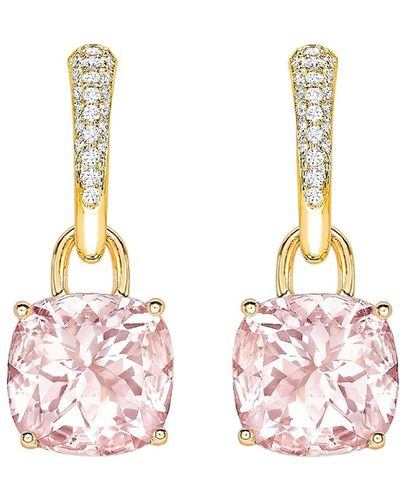 Kiki McDonough Kiki Classics 18k Gold Morganite & Diamond Tapered Hoop Earrings - Pink