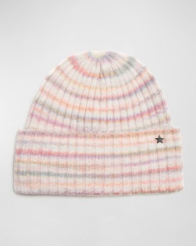 Jocelyn Star Dyed Striped Knit Beanie - Pink