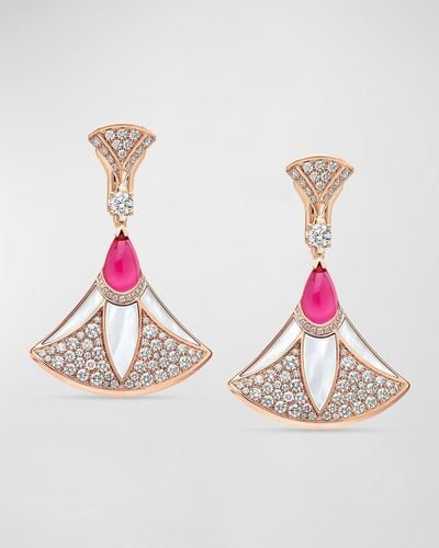BVLGARI Divas' Dream 18K Rose Earrings With Diamonds - Pink