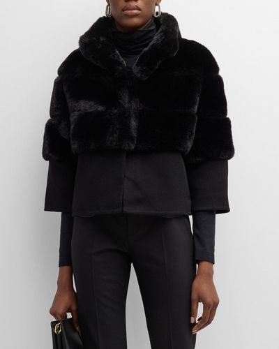 Kelli Kouri Sheard Faux Fur & Cashmere Jacket - Black