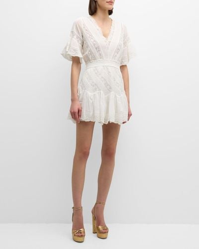 LoveShackFancy Calamina Embroidered Cotton Mini Dress - White