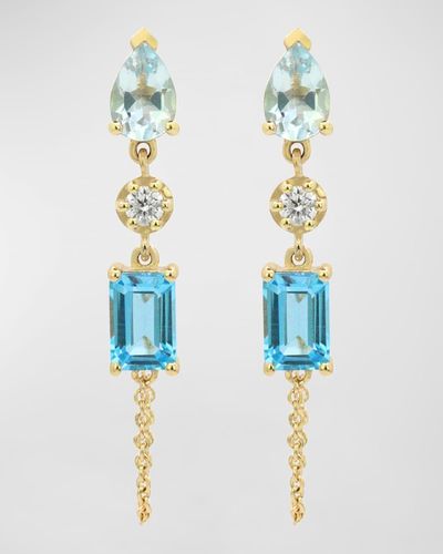 Stevie Wren 14K And Diamond Chain Drop Earrings - Blue