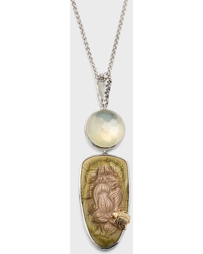 Stephen Dweck Faceted Moonstone And Hand Carved Imperial Jasper Pendant - Metallic