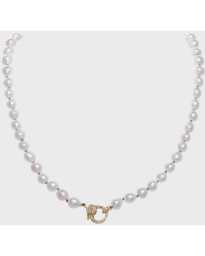 Margo Morrison Petite Baroque Pearl Necklace With Vermeil Diamond Clasp, 7-8 Mm 18"L - White