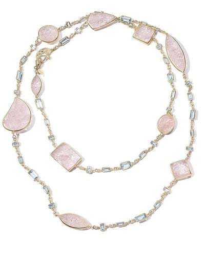 Coomi Affinity 20K Long Morganite & Aquamarine Necklace W/ Diamonds - White