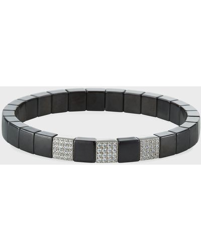 ’ROBERTO DEMEGLIO Scacco Black Ceramic Diamond 3-bead Stretch Bracelet
