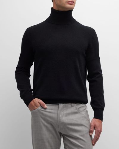 Neiman Marcus Cashmere Turtleneck Sweater - Blue