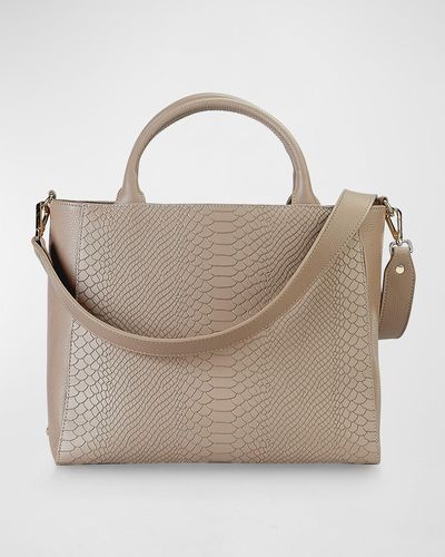 Gigi New York Hudson Python-embossed Top-handle Bag - Natural