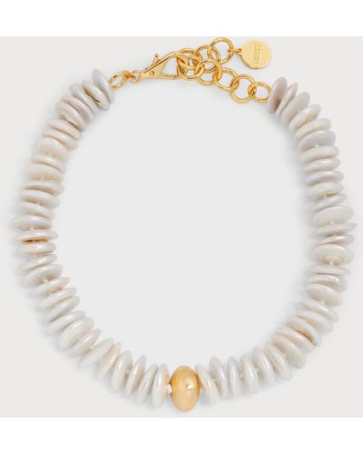 Nest Baroque Beaded Disc Necklace - White