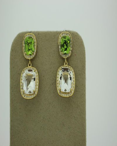 Syna 18K Multi-Stone Cushion-Drop Earrings With Diamonds - Green