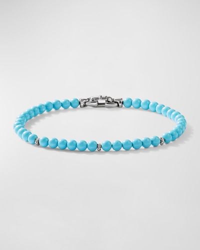 David Yurman Bijoux Spiritual Bead Bracelet With Turquoise And Silver, 4mm - Blue