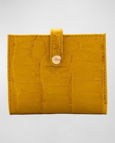 Abas Mini Polished Matte Alligator Bifold Wallet - Yellow