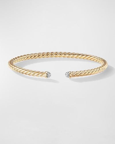 David Yurman Cablespira Bracelet With Diamonds In 18k Gold, 4mm - Natural