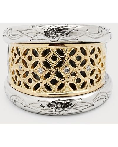 Konstantino Lattice Diamond Ring - Metallic