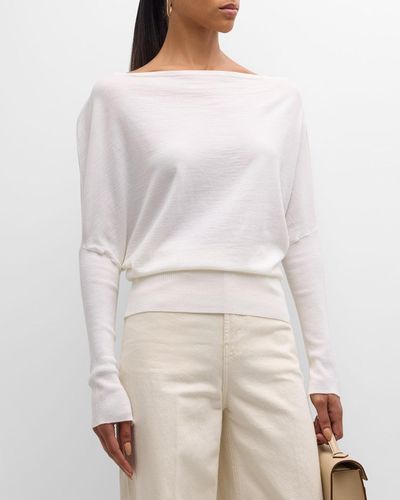 Jonathan Simkhai Lavina Draped Off-Shoulder Sweater - White