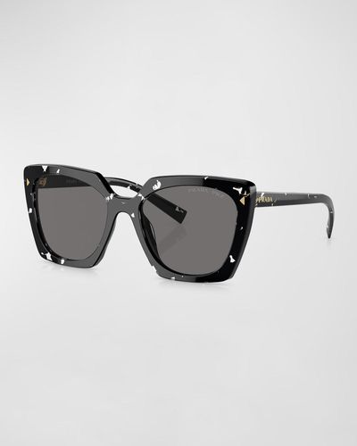 Prada Polarized Acetate Square Sunglasses - Black