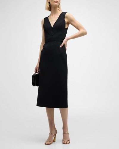 St. John Cutout Milano Knit Midi Dress - Black