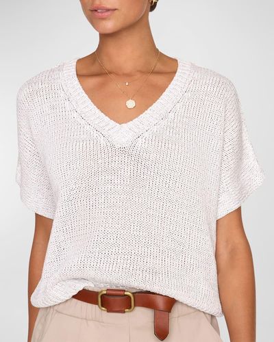 Brochu Walker Gaia Dolman-sleeve Shimmer Sweater - White