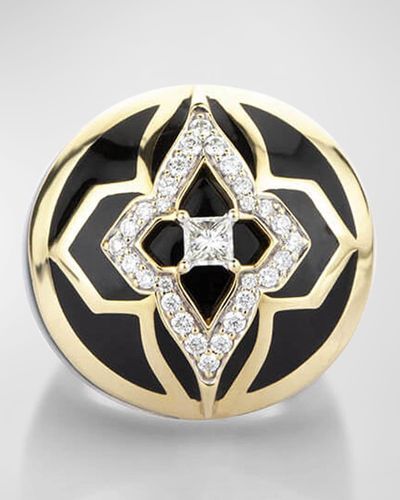 Farah Khan Atelier 18k Yellow Gold Piano Black New York Globetrotter Ring, Size 7 - Metallic
