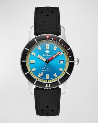 Zodiac Super Sea Wolf 53 Compression Automatic Rubber Watch - Blue