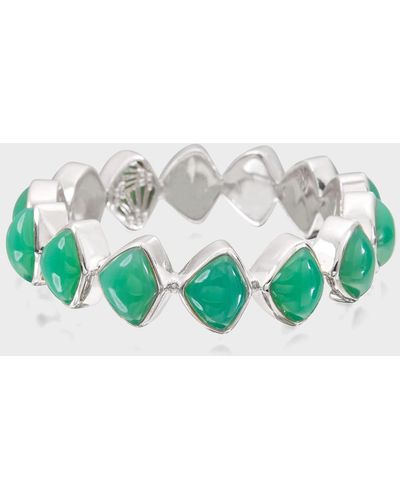 Stephen Dweck Chrysoprase Open-close Bangle In Sterling Silver - Green