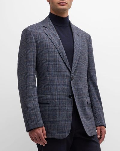 Giorgio Armani Plaid Wool-cashmere Sport Coat - Blue
