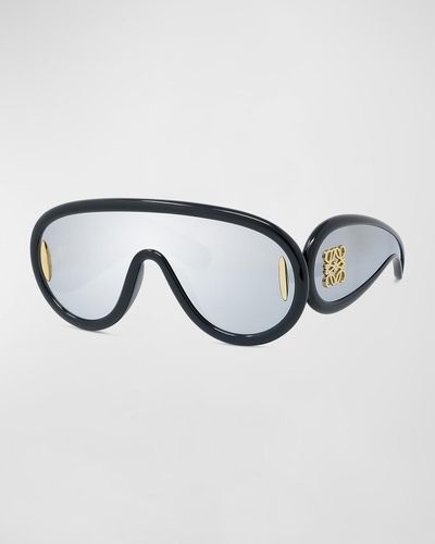 Loewe Mirror Acetate Shield Sunglasses - Blue