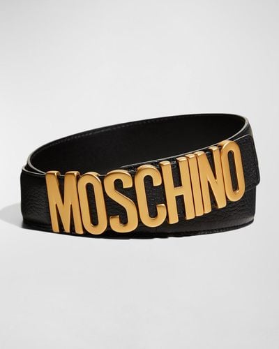 Moschino Logo Leather Belt - Metallic