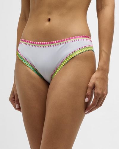 Platinum inspired by Solange Ferrarini Crochet-Trim Scoop Bikini Bottoms - Multicolor