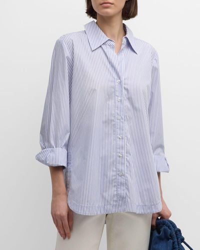 Finley Sylvie Striped Tie-Back Cotton Shirt - Purple