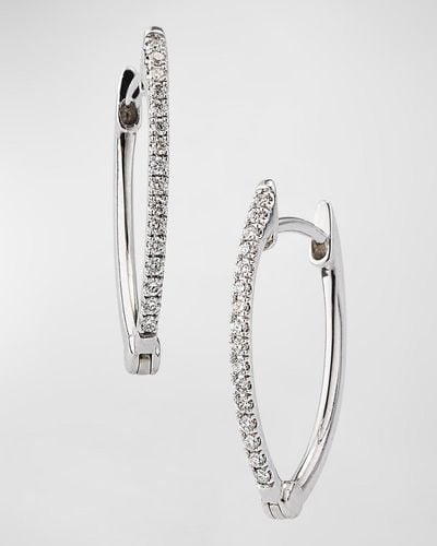 Lisa Nik 18K Diamond Pear Shaped Hoop Earrings - White