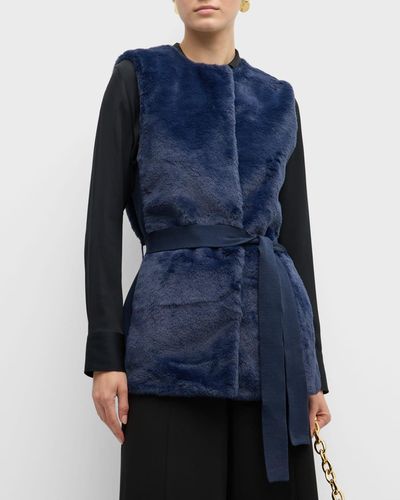 Kobi Halperin Lior Sleeveless Belted Faux Fur Sweater - Blue