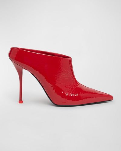 Alexander McQueen Thorn Patent Stiletto Mule Pumps - Red