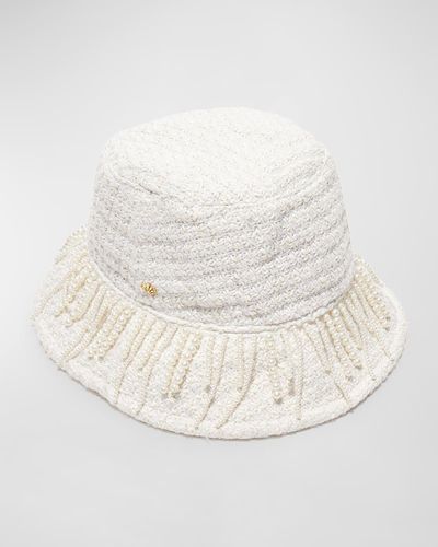 Lele Sadoughi Pearly Tweed Bucket Hat - Natural