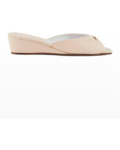 Jacques Levine Leather Open-toe Slippers - White