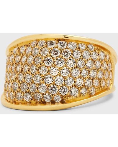 Marco Bicego 18k Yellow Gold Lunaria Pave Diamond Band Ring, Size 7 - Metallic