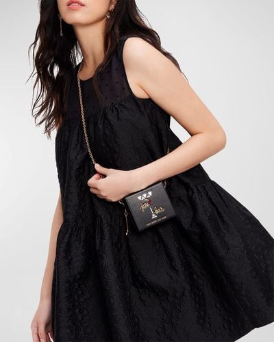 Kate Spade Sleeveless Tiered Satin & Organza Mini Dress - Black