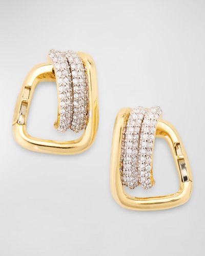 WALTERS FAITH Huxley 18K Diamond Coil Link Huggie Earrings - Metallic
