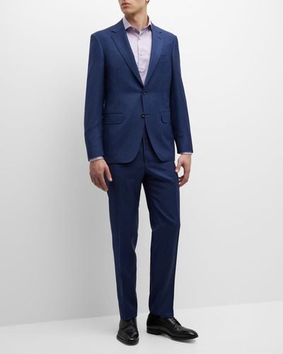 Canali Plaid Wool Suit - Blue