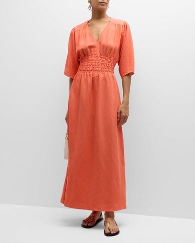 lemlem Hermona Linen Maxi Dress - Orange
