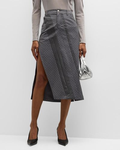 Koche Paneled A-Line Midi Skirt - Gray