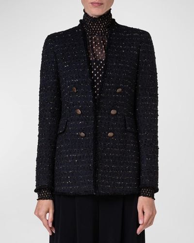 Akris Punto Denim Tweed Tailored Jacket - Black