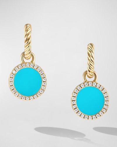David Yurman Dy Elements Drop Earrings With Gemstone And Diamonds In 18k Gold, 11mm, 0.9"l - Blue