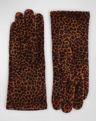 Pia Rossini Fillipa Leopard-print Gloves - Brown