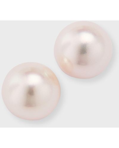 Assael Akoya Cultured 8mm 18k White Gold Pearl Stud Earrings - Pink