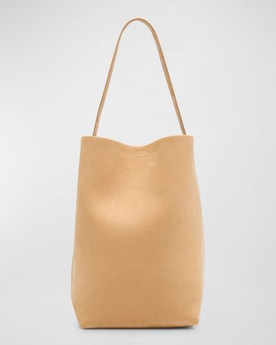 The Row Park Large North-south Tote Bag In Nubuck Leather - Natural
