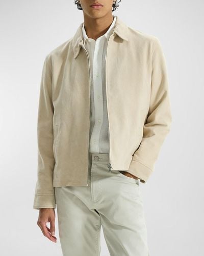 Theory Hazelton Leather Blouson Jacket - Natural