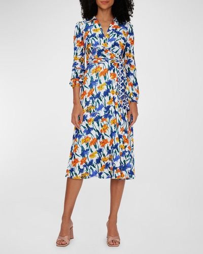 Diane von Furstenberg Phoenix Reversible A-line Midi Wrap Dress - Blue