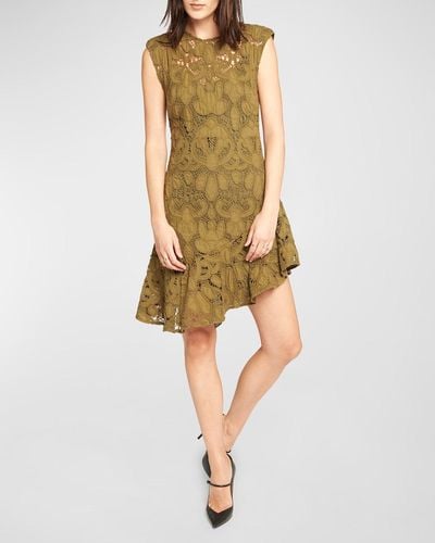 Joie Chantelle Sleeveless Asymmetric Lace Mini Dress - Green