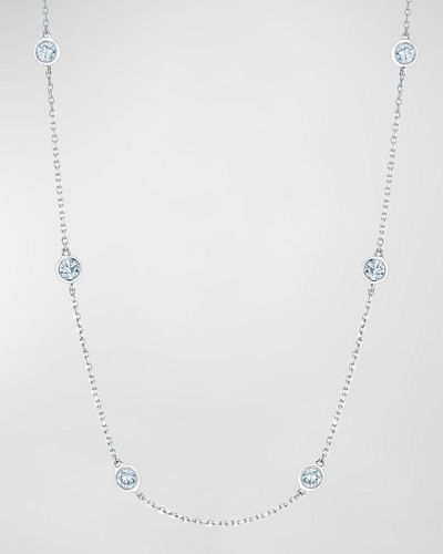 Neiman Marcus Platinum Diamond Station Chain Necklace - White